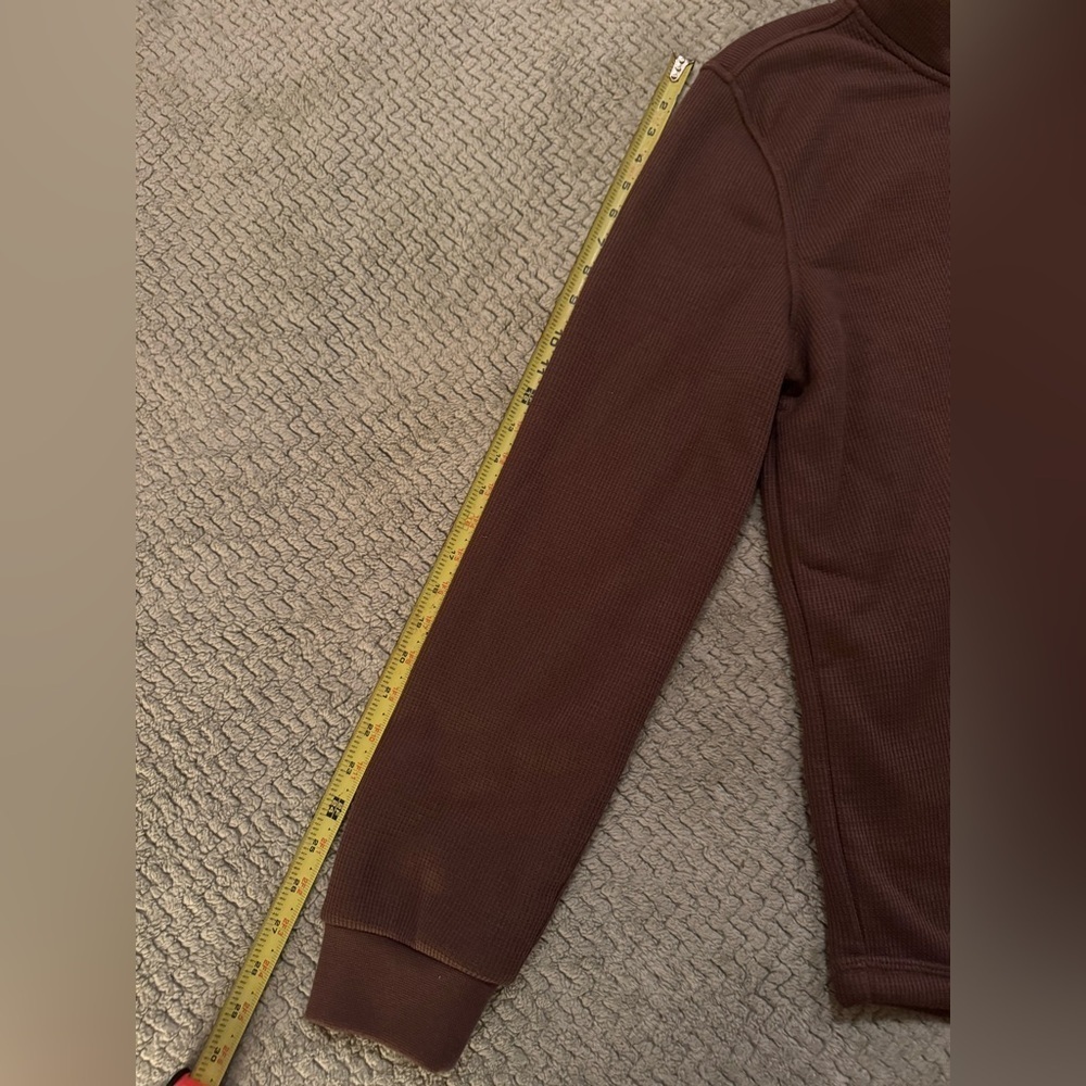 Men's Brown Zip-Up Sweater With Sherpa Lining - Picture 4 of 6